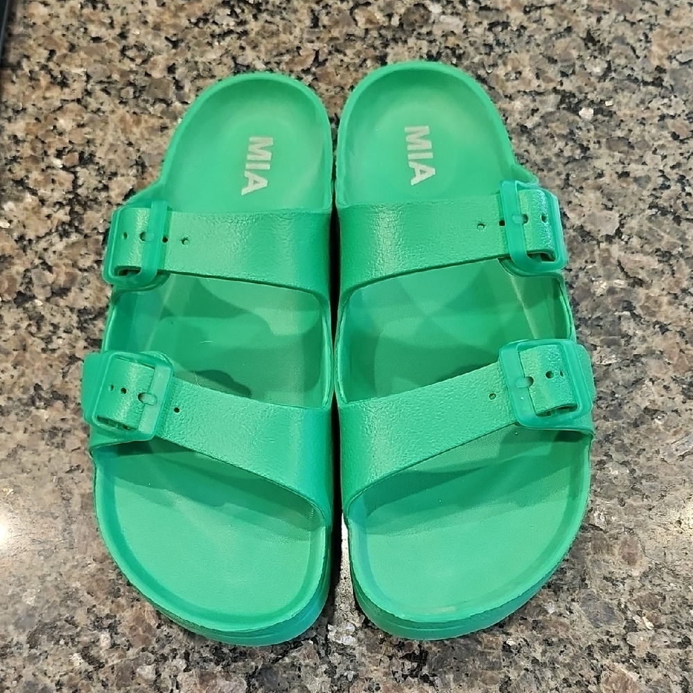 MIA Vibrant Green Slide Sandals